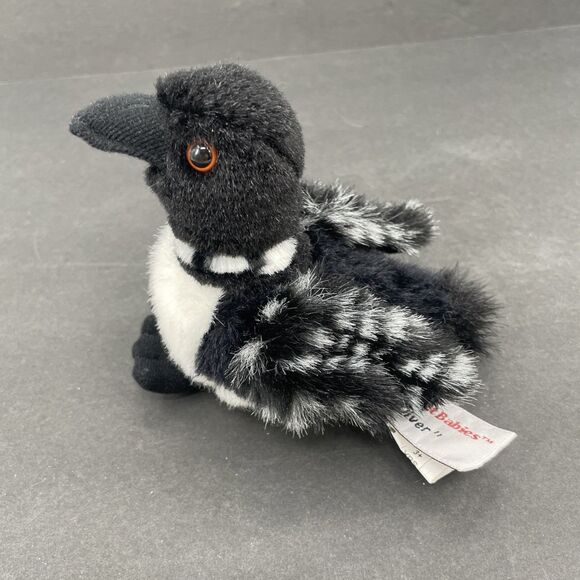 Maplefoot Babies Loon Bird Diver Plush Stuffed Toy Animal House Black White 6" - Picture 5 of 12